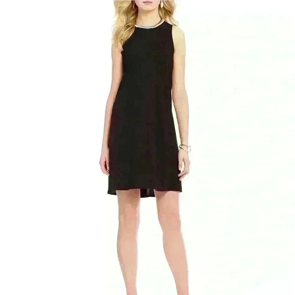 Karl Lagerfeld sleeveless jersey pearl neck swing dress 10